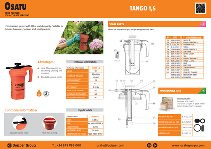 OSATU TANGO 1.5 ถังพ่นยา 1 ลิตร