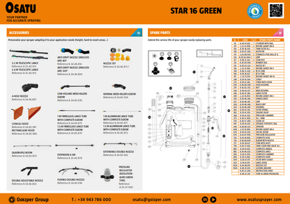 OSATU STAR 16 GREEN  ถังพ่นยาสะพายหลัง ขนาด 16 ลิตร