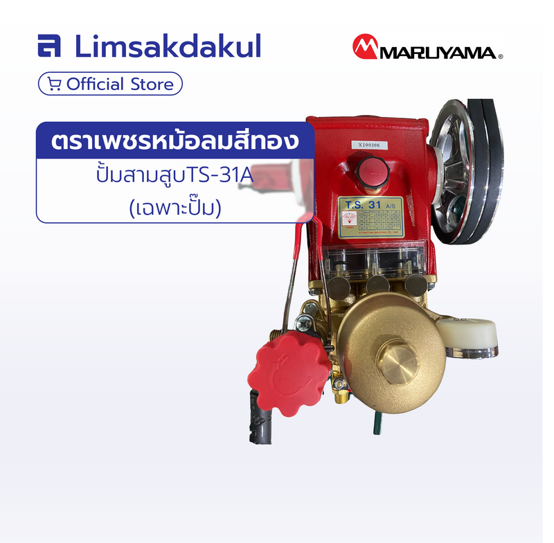 ปั๊มพ่นยา 3 สูบ ตราเพชร รุ่น TS-31A (หม้อลมเหล็กหล่อสีทอง)